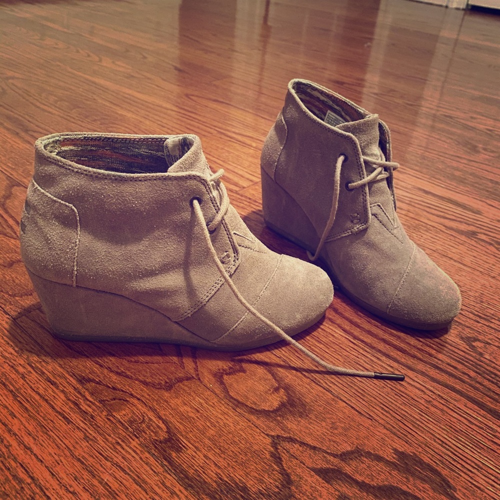 TOMS suede wedge booties